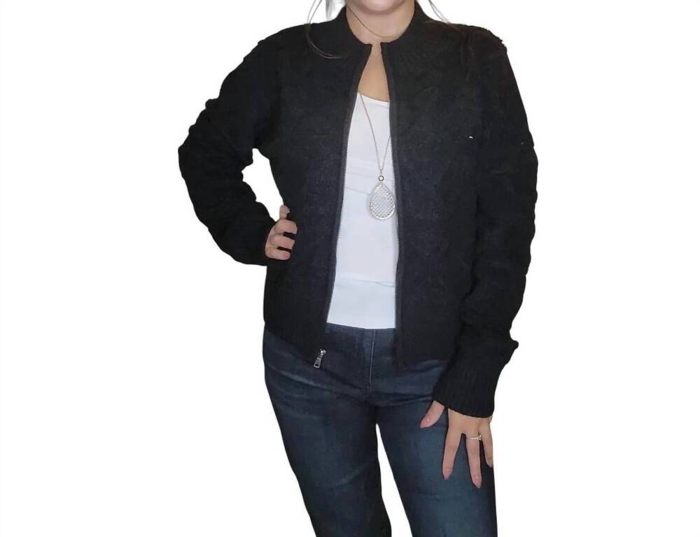 NEW PAPILLON textured cozy full-zip layer jacket in black